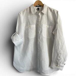 Ralph Lauren Off White Woman’s Linen Casual Button Down Shirt